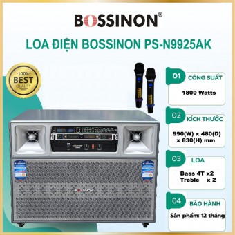 LOA TỦ ĐIỆN 4 TẤC ĐÔI BOSSINON PS-N9925AK- Kích thước: 990(W) x 480(D) x 830(H) mm _Công suất: 1.800 Watts - Bảo hành chính Hãng 12 tháng.